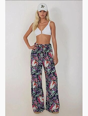 Pantalon imprimé à taille élastique et jambes larges hiccup