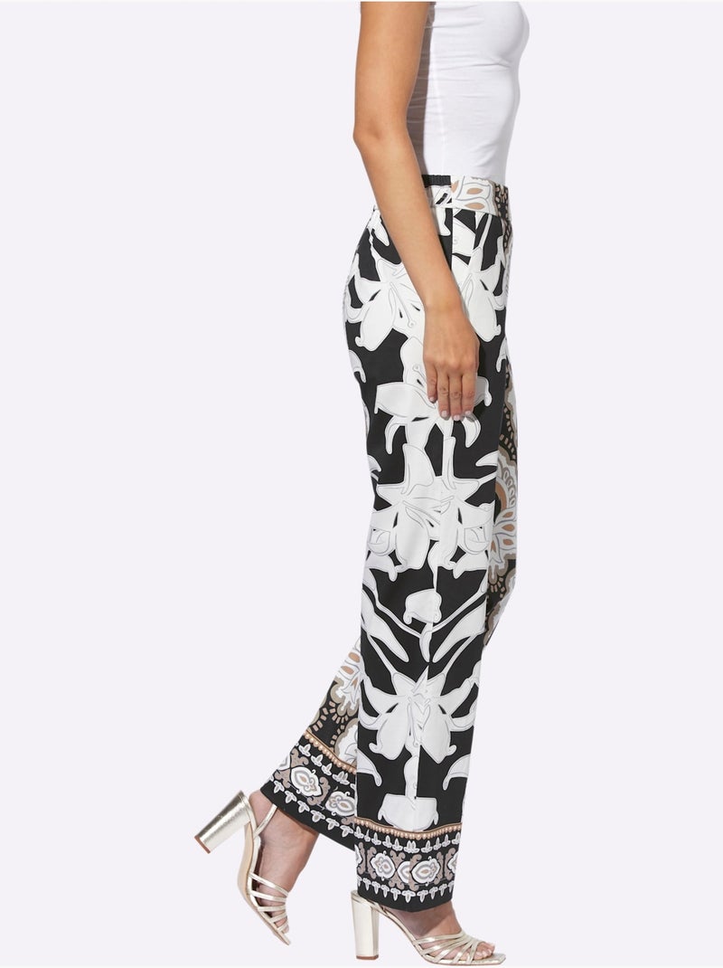 Pantalon Imprimé Bordures Imprimées - Taille Standard - helline Noir Jaune - Kiabi