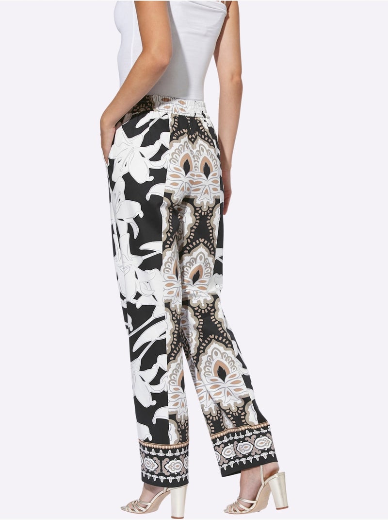 Pantalon Imprimé Bordures Imprimées - Taille Standard - helline Noir Jaune - Kiabi