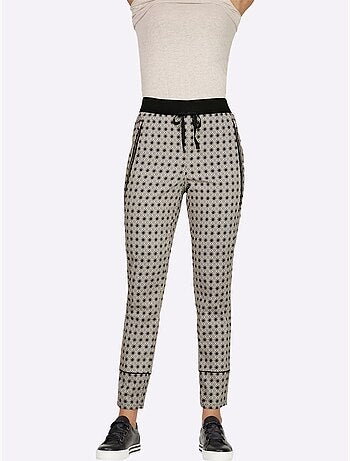 Pantalon imprimé ceinture élastique confortable - taille standard - helline