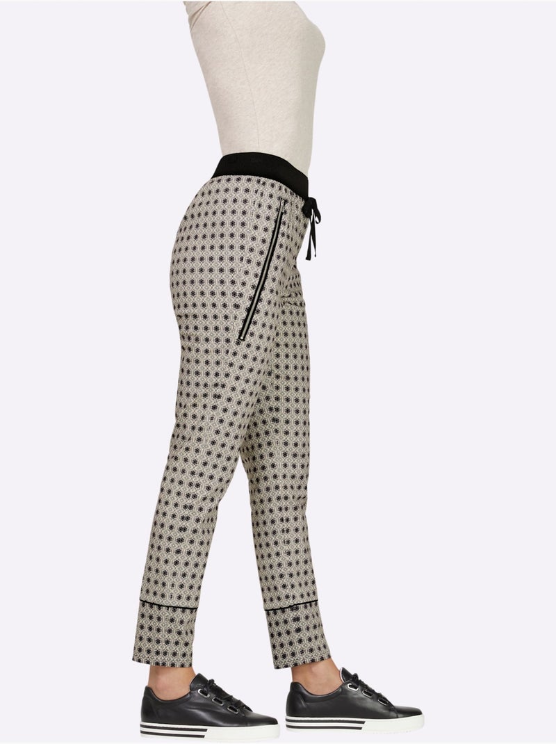 Pantalon imprimé ceinture élastique confortable - taille standard - helline Noir - Kiabi