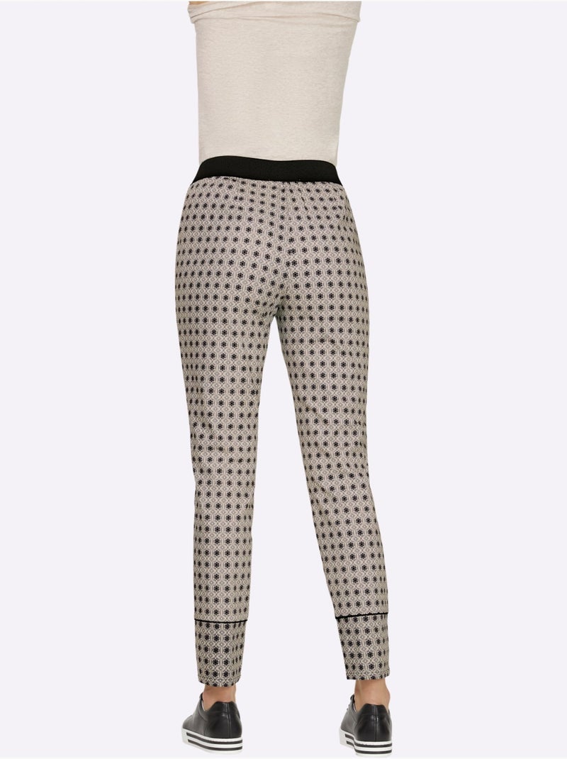 Pantalon imprimé ceinture élastique confortable - taille standard - helline Noir - Kiabi