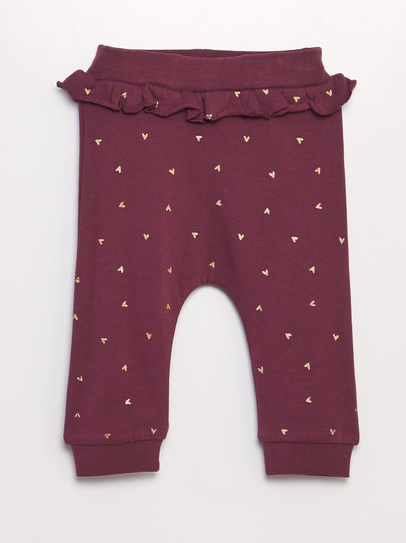 Pantalon imprimé cœurs 'Guppy' Bordeaux - Kiabi