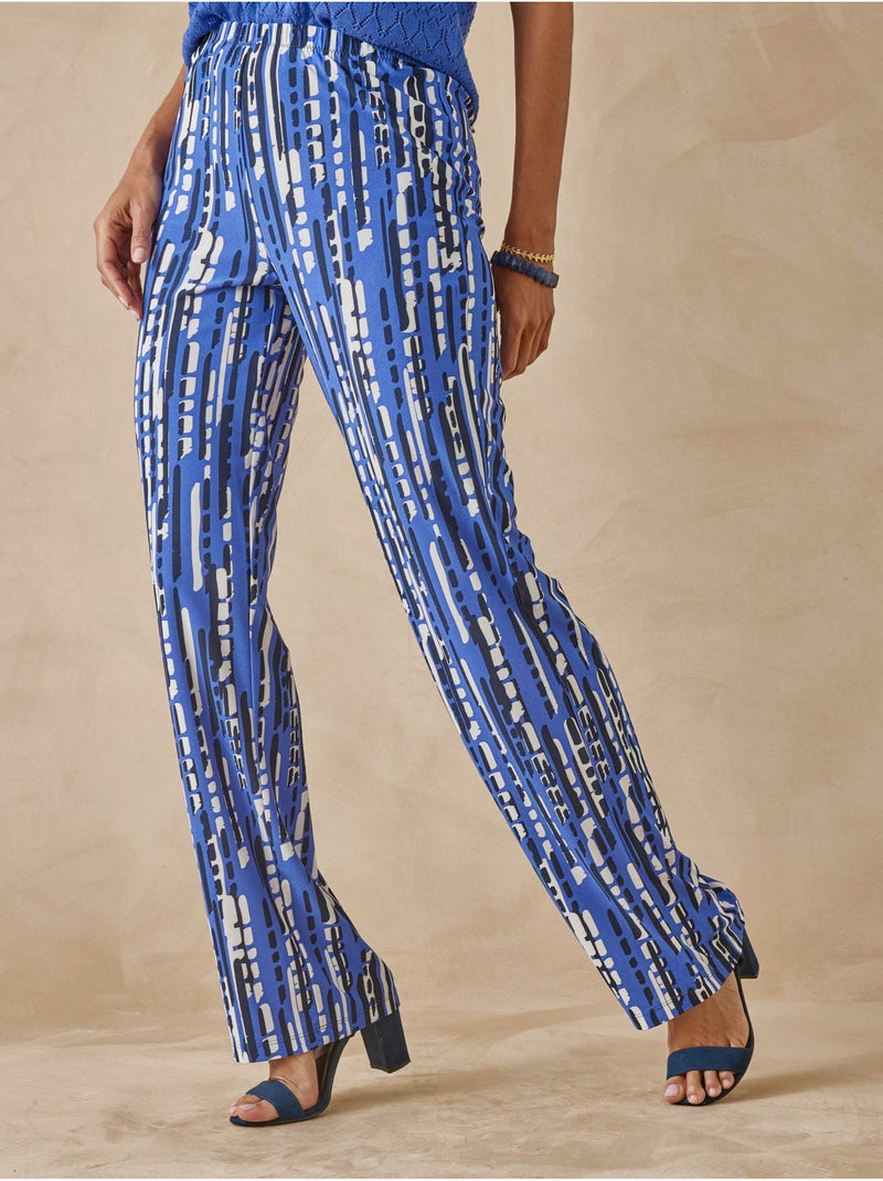 Pantalon imprimé coupe large - daxon Bleu Multicolore - Kiabi