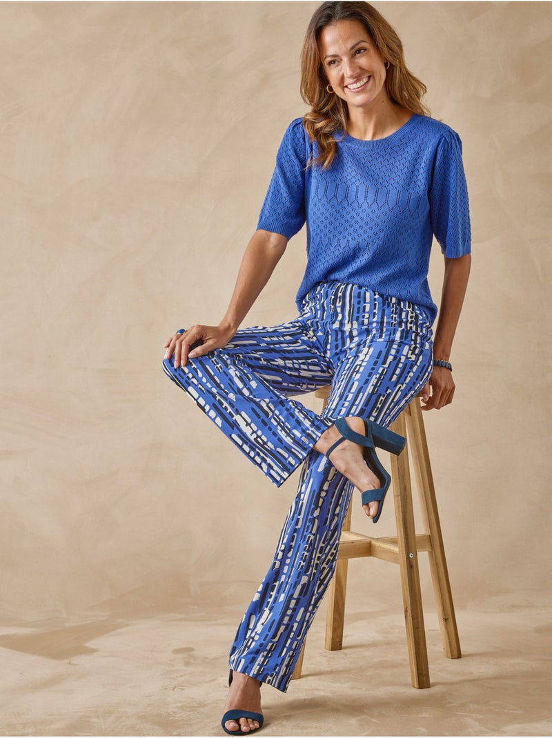 Pantalon imprimé coupe large - daxon Bleu Multicolore - Kiabi
