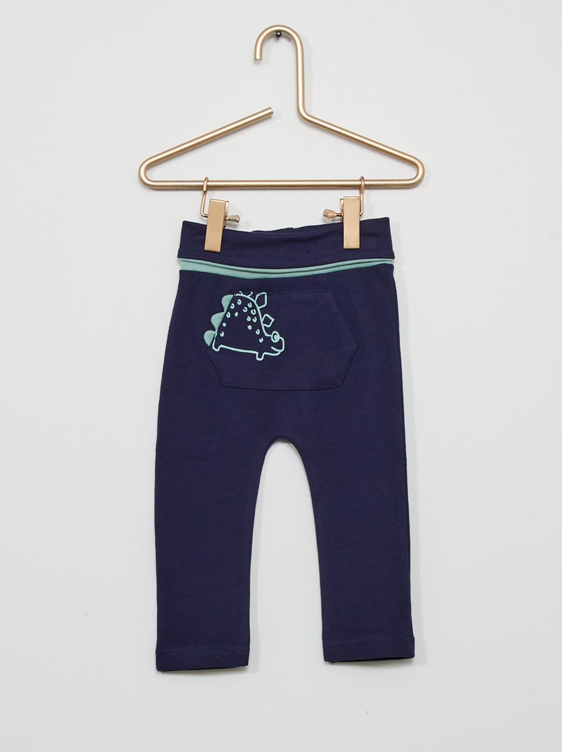 Pantalon imprimé 'dinosaure' bleu marine - Kiabi