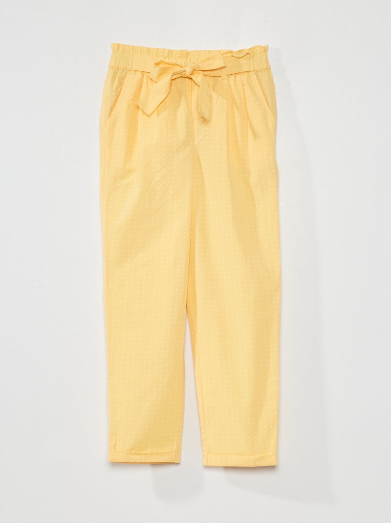 Pantalon imprimé droit centuré Jaune - Kiabi