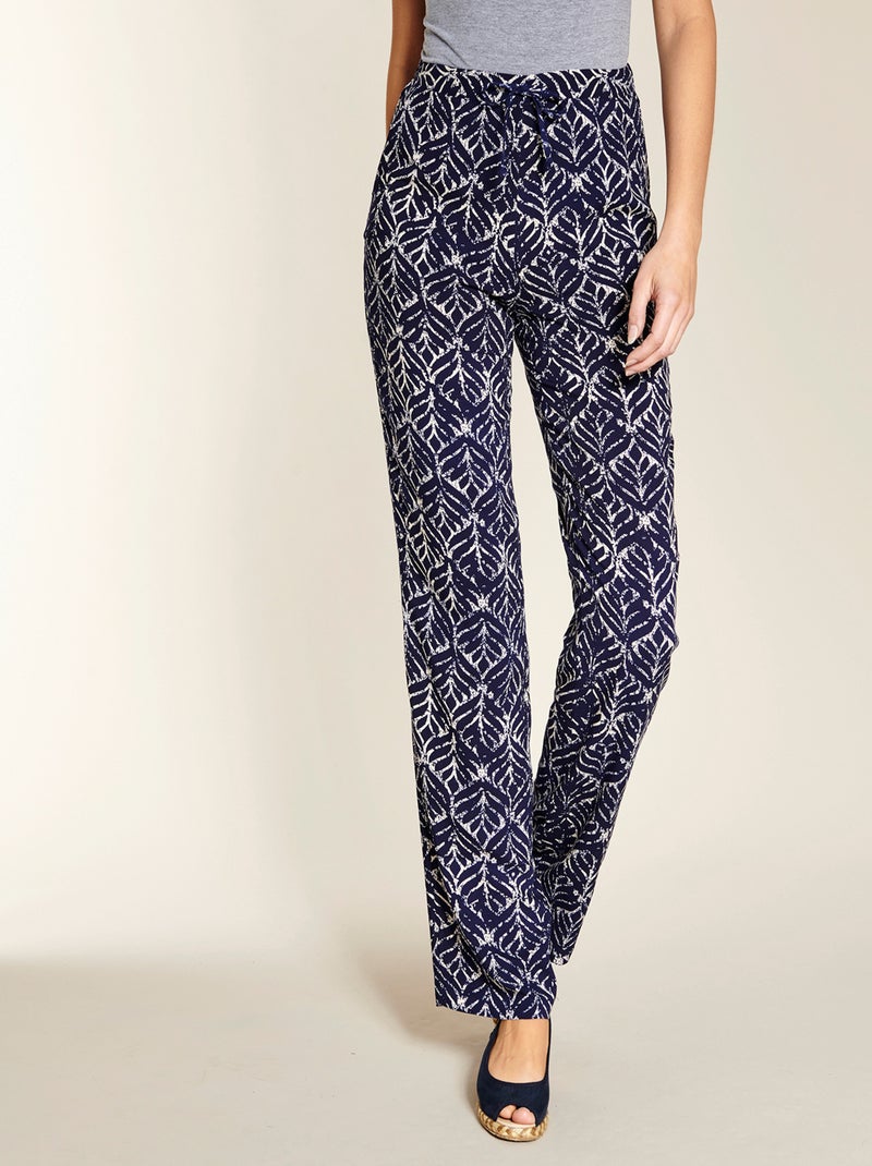 Pantalon imprimé ethnique - Damart Bleu marine - Kiabi