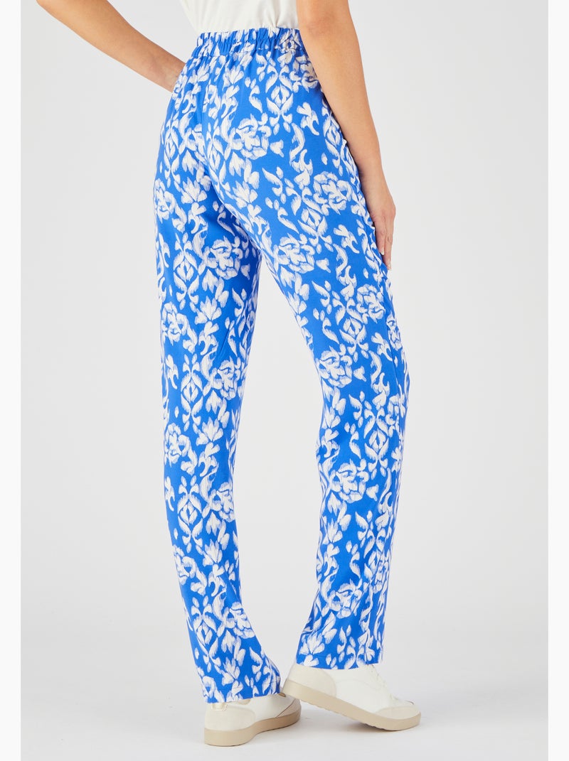 Pantalon imprimé ethnique pure viscose - Damart Bleu - Kiabi