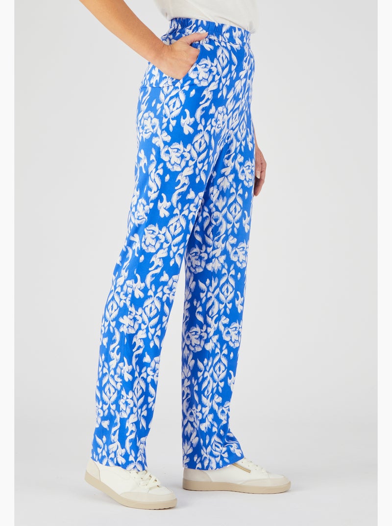 Pantalon imprimé ethnique pure viscose - Damart Bleu - Kiabi