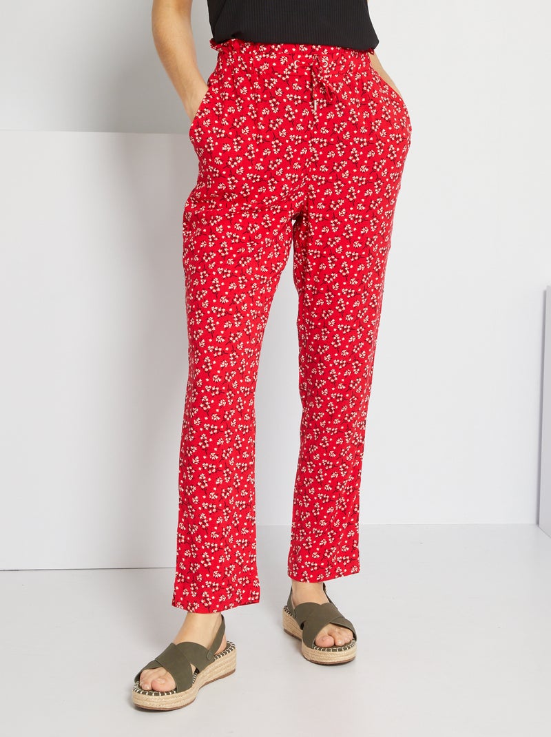 Pantalon imprimé fantaisie Rouge - Kiabi