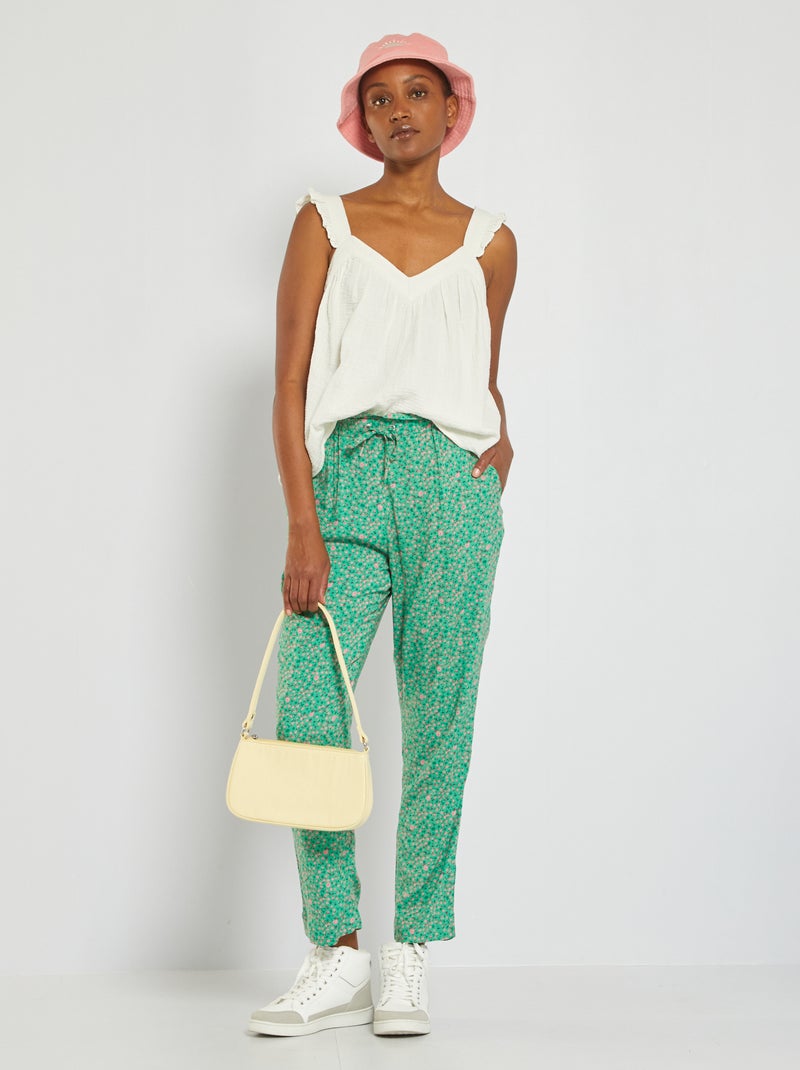 Pantalon imprimé fantaisie Vert - Kiabi