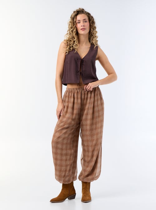 Pantalon imprimé fluide forme ballon femme - Kiabi