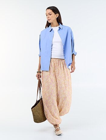 Pantalon imprimé fluide forme ballon femme