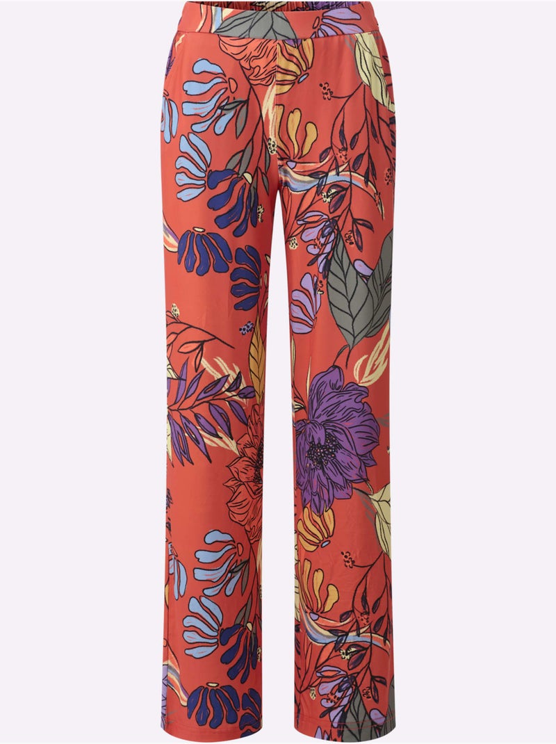 Pantalon Imprimé Imprimé Floral - Taille Standard - Helline Terre cuite - Kiabi