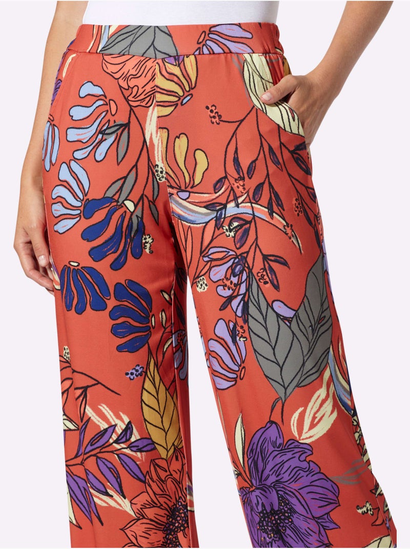 Pantalon Imprimé Imprimé Floral - Taille Standard - Helline Terre cuite - Kiabi