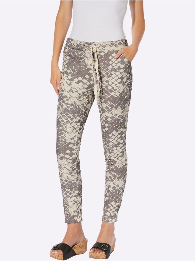 Pantalon Imprimé Imprimé Mode - Taille Standard - helline Blanc Gris - Kiabi