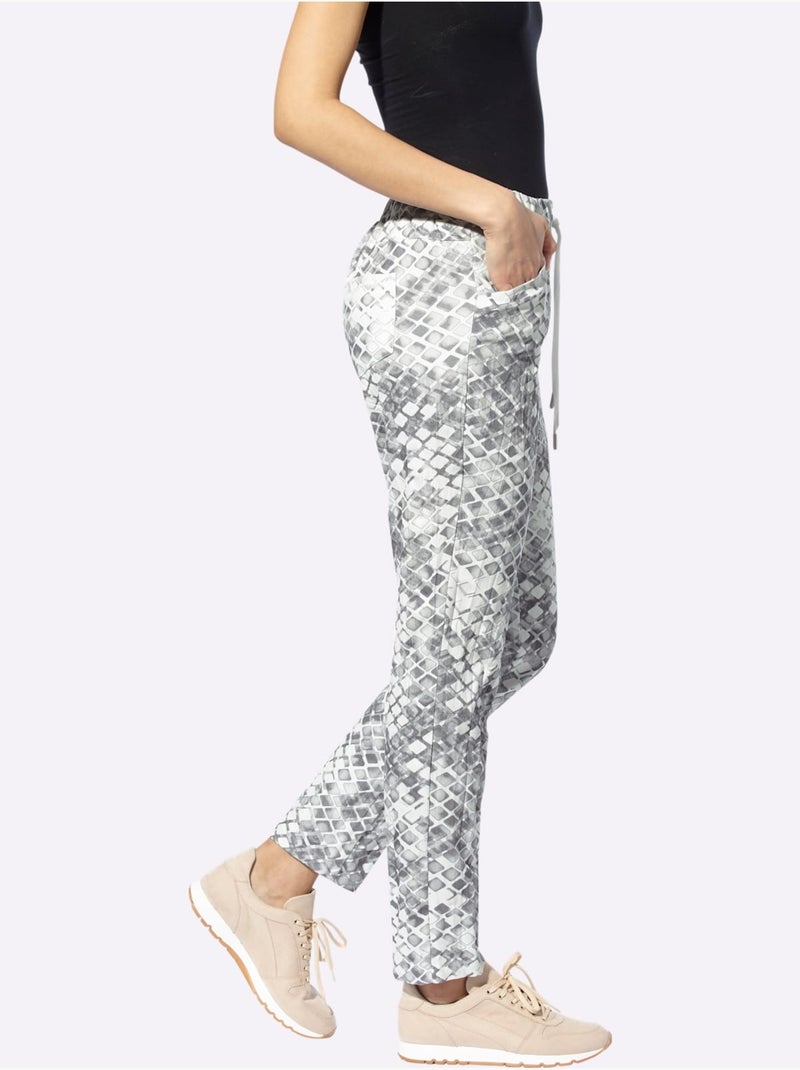 Pantalon Imprimé Imprimé Mode - Taille Standard - helline Gris Blanc - Kiabi
