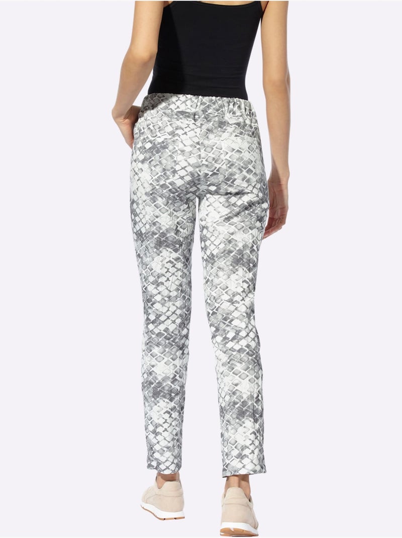 Pantalon Imprimé Imprimé Mode - Taille Standard - helline Gris Blanc - Kiabi