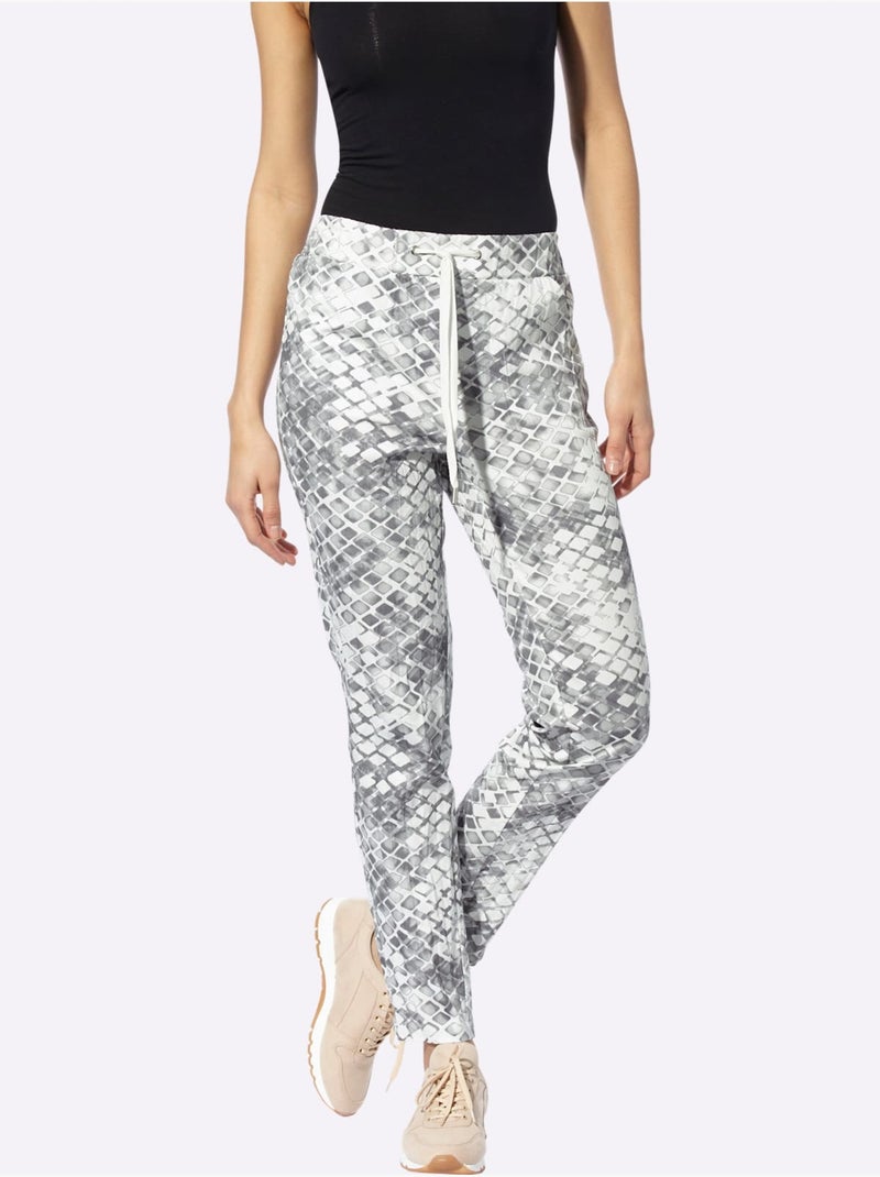 Pantalon Imprimé Imprimé Mode - Taille Standard - helline Gris Blanc - Kiabi