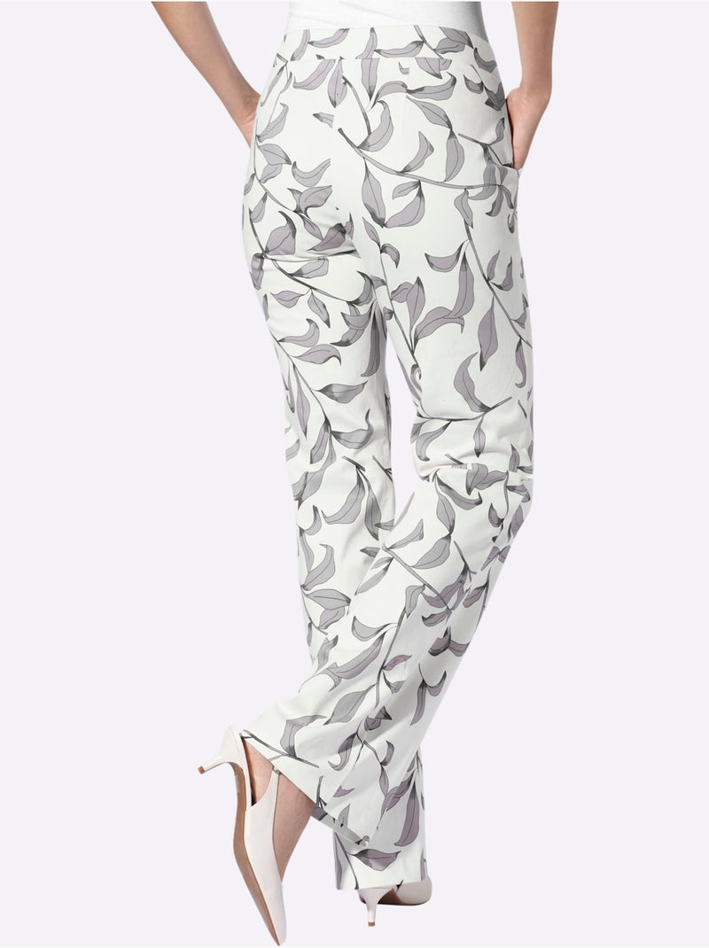 Pantalon Imprimé Légèrement évasé - Taille Standard - Helline Noir Ecru - Kiabi