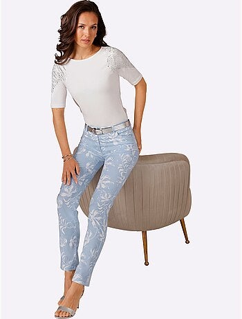 Pantalon Imprimé Mélange Coton Et Lyocell De Qualité - Taille Courte - helline