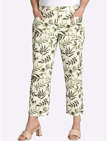 Pantalon Imprimé Motif Feuilles - Taille Standard - Sheego