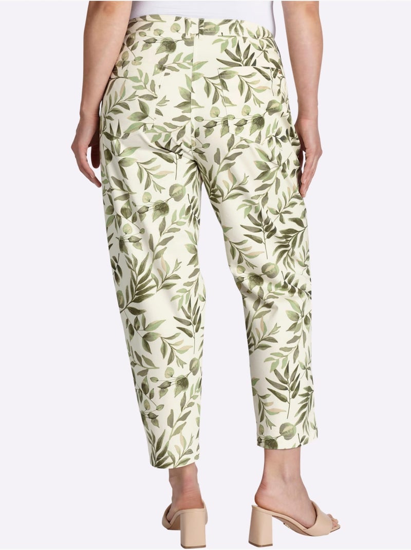 Pantalon Imprimé Motif Feuilles - Taille Standard - Sheego Ivoire - Kiabi