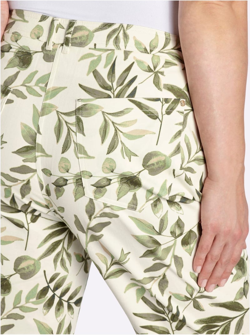 Pantalon Imprimé Motif Feuilles - Taille Standard - Sheego Ivoire - Kiabi