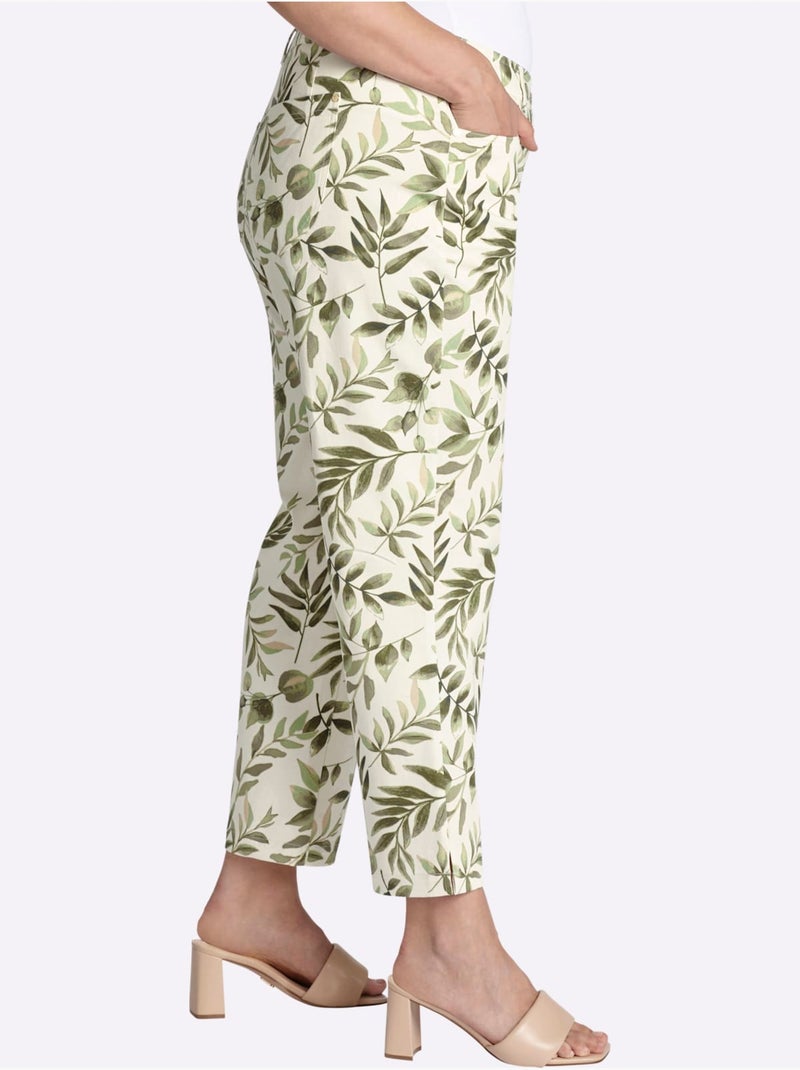 Pantalon Imprimé Motif Feuilles - Taille Standard - Sheego Ivoire - Kiabi