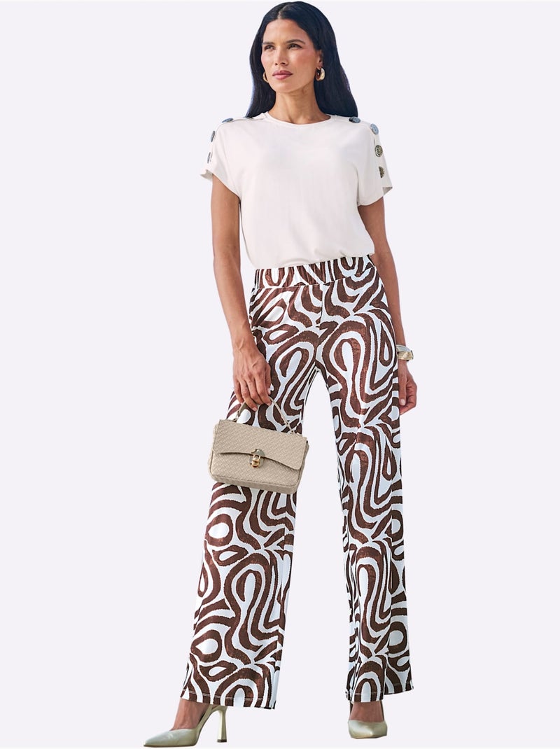 Pantalon Imprimé Motif Imprimé Exclusif - Taille Standard - Helline Ecru - Kiabi