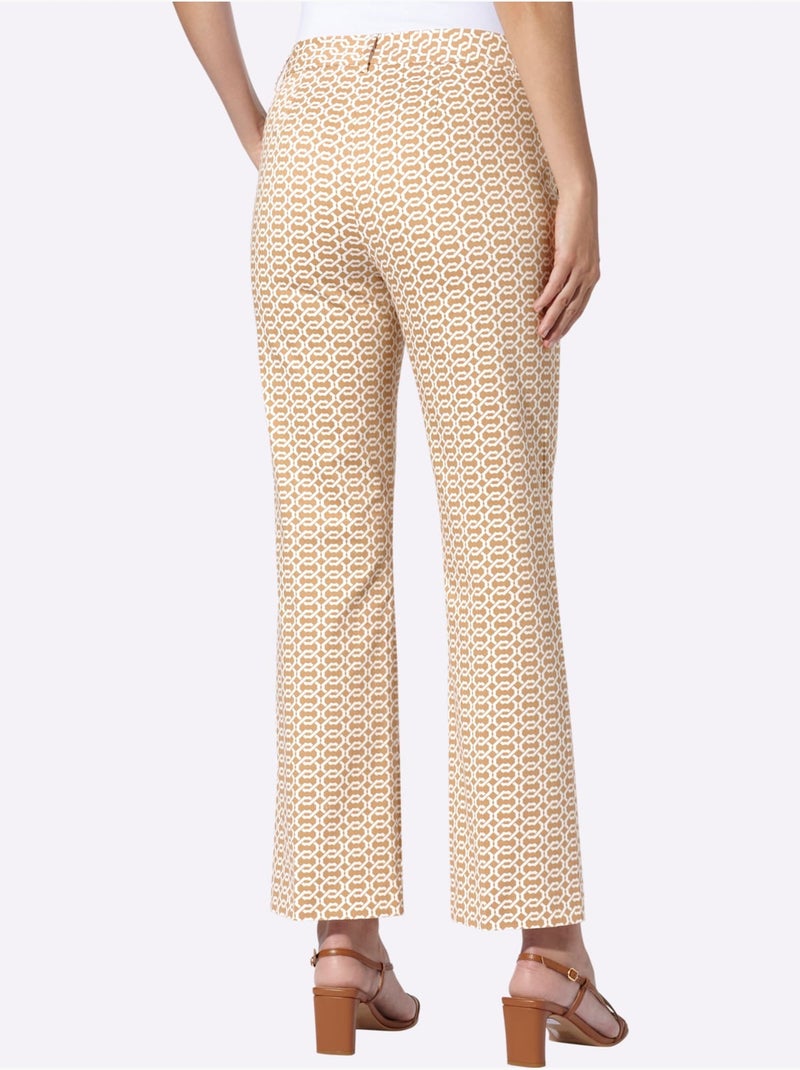 Pantalon Imprimé Nervures Affinantes - Taille Standard - helline Blanc Marron - Kiabi