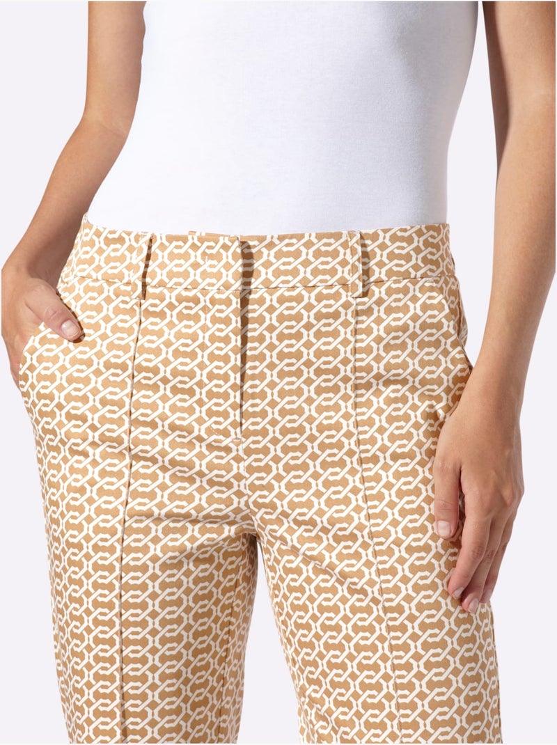 Pantalon Imprimé Nervures Affinantes - Taille Standard - helline Blanc Marron - Kiabi