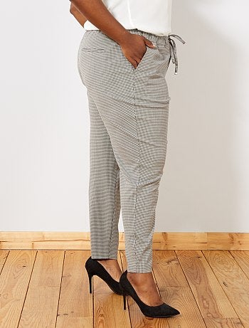 Pantalon imprimé pied de poule - Kiabi