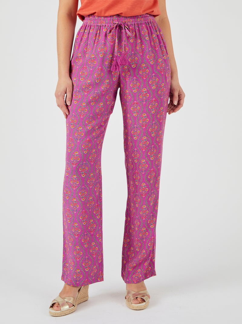 Pantalon imprimé pure viscose - Damart Mauve - Kiabi