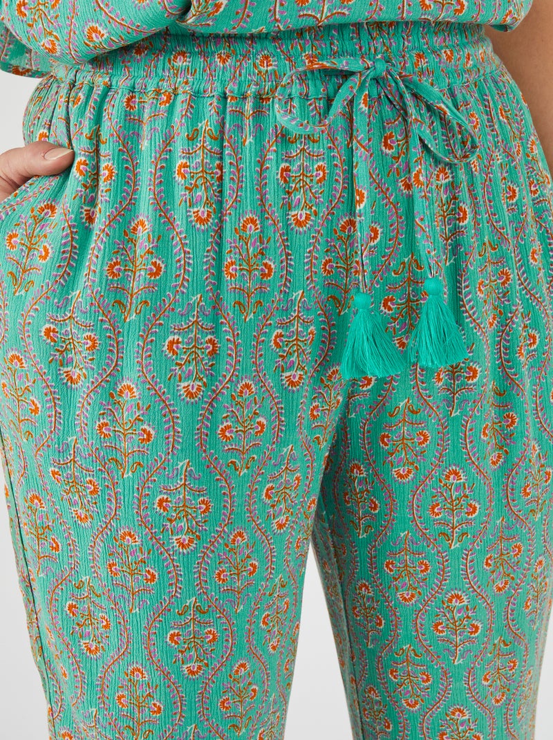 Pantalon imprimé pure viscose - damart Vert - Kiabi