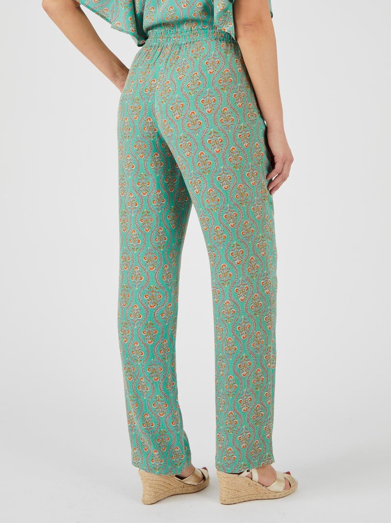 Pantalon imprimé pure viscose - damart Vert - Kiabi