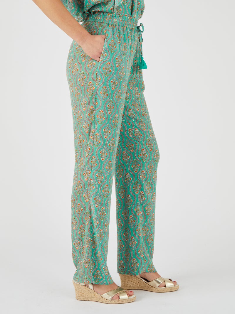 Pantalon imprimé pure viscose - damart Vert - Kiabi