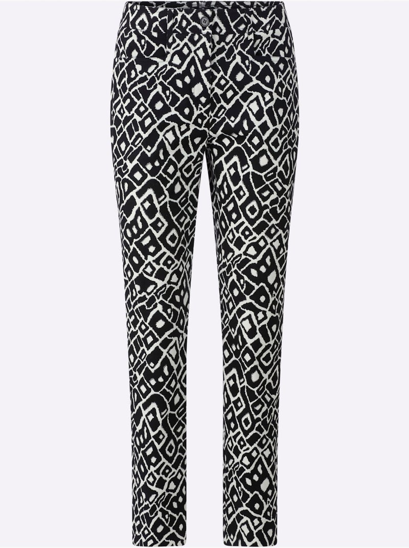 Pantalon Imprimé Qualité Coton - Taille Standard - Helline Noir Beige Noir - Kiabi