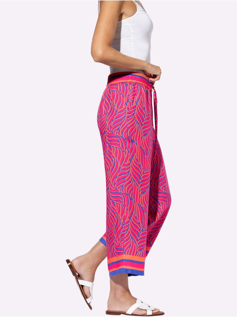 Pantalon Imprimé Qualité Tissée - Taille Standard - Helline Bleu Rose - Kiabi