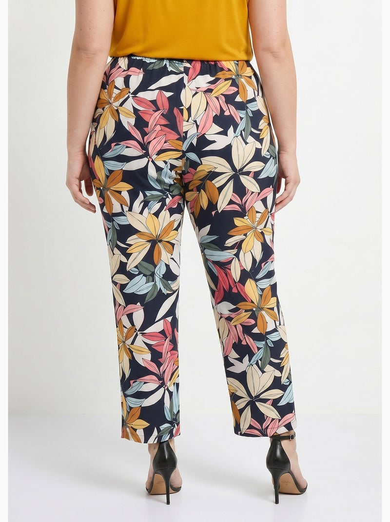 Pantalon imprimé taille élastiquée - Afibel Bleu - Kiabi