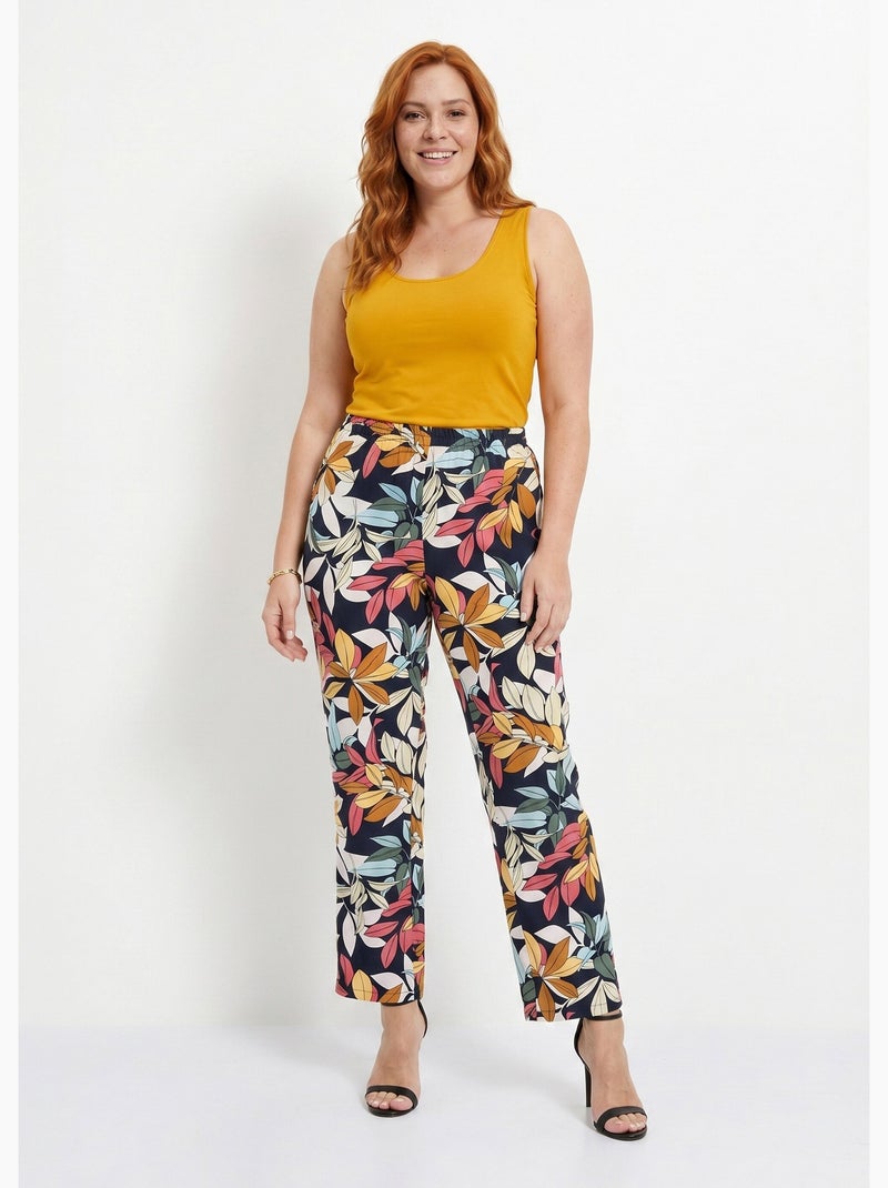 Pantalon imprimé taille élastiquée - Afibel Bleu - Kiabi