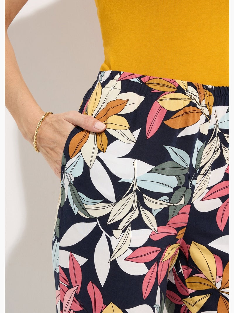 Pantalon imprimé taille élastiquée - Afibel Bleu - Kiabi