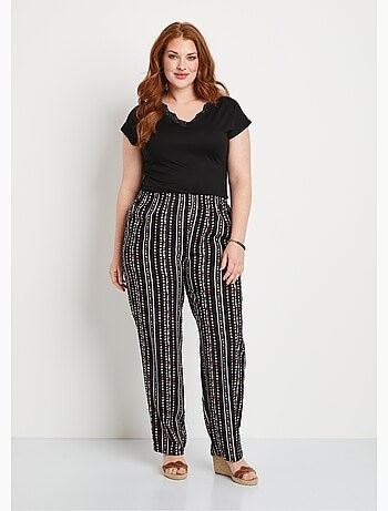 Pantalon imprimé taille élastiquée - Afibel
