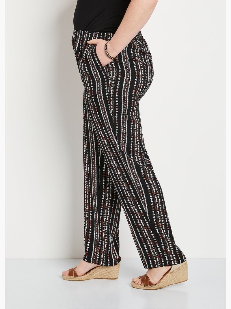 Pantalon imprimé taille élastiquée - Afibel Noir - Kiabi