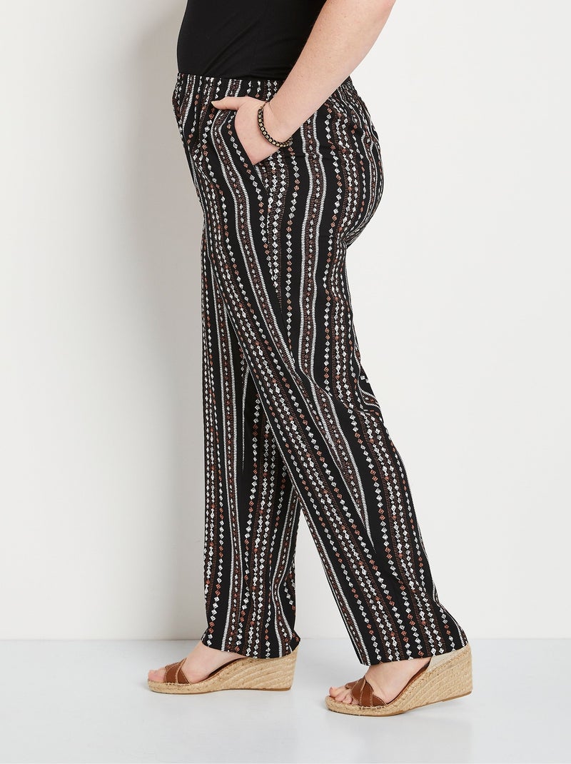 Pantalon imprimé taille élastiquée Noir - Kiabi