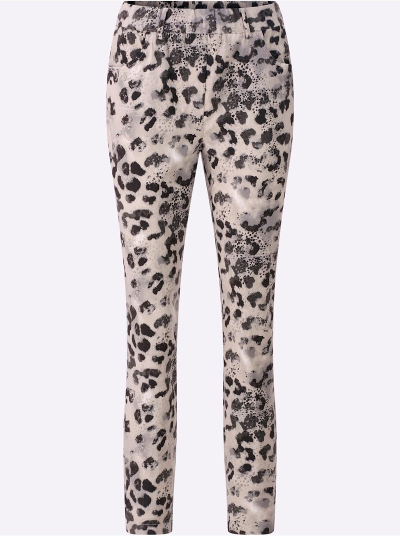 Pantalon Imprimé Viscose - Taille Standard - helline Beige/Noir - Kiabi