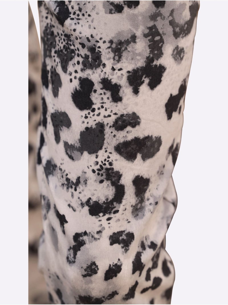 Pantalon Imprimé Viscose - Taille Standard - helline Beige/Noir - Kiabi