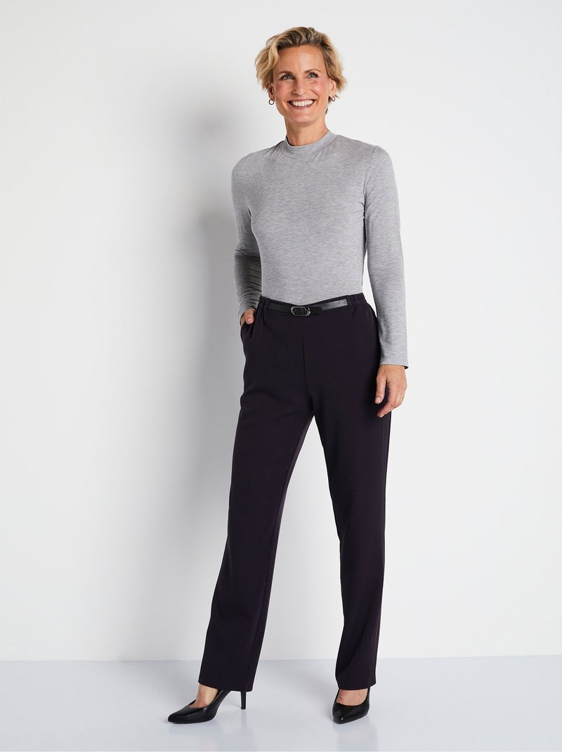 Pantalon infroissable taille semi élastiquée - Afibel Violet - Kiabi