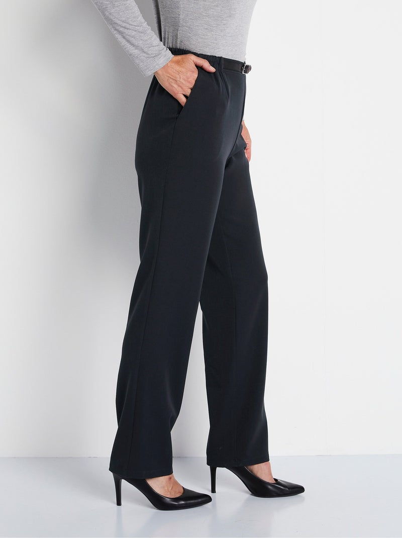 Pantalon infroissable taille semi élastiquée Bleu marine - Kiabi